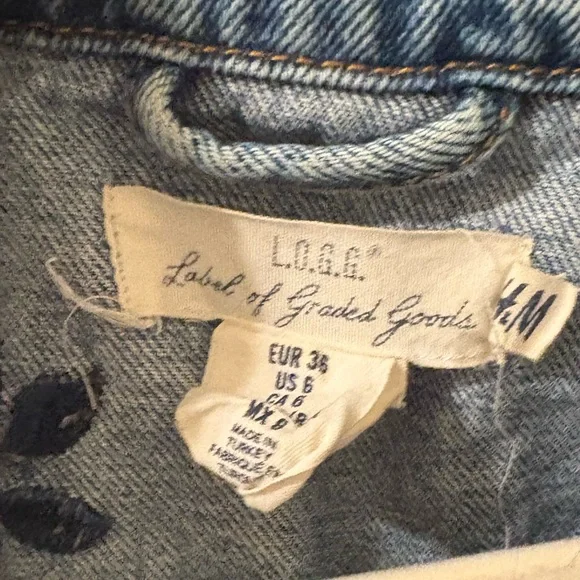 H&M Women's Blue Denim Jacket with Floral Embroidery - Picture 5 of 5